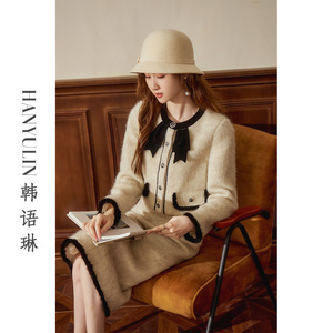 韩语琳套装2023新款女装秋季时尚毛呢外套半身裙高级感秋冬两件套