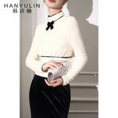 打底针织衫 修身 女2025新款 韩语琳 春季 款 显瘦短款 半高领内搭上衣