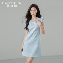 韩语琳法式连衣裙女夏季2025新款气质修身显瘦高级感短款无袖裙子