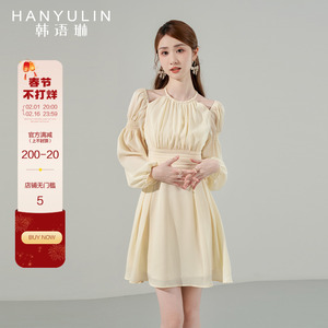 韩语琳连衣裙女春秋2023新款高级感气质显瘦秋季法式别致长袖裙子
