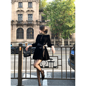 法式 韩语琳 赫本风黑色丝绒连衣裙女春季 千金公主裙子生日小礼服