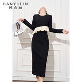 高级感气质黑色长款 高腰半身裙女2026新款 洋气爆款 时尚 裙子 春春款