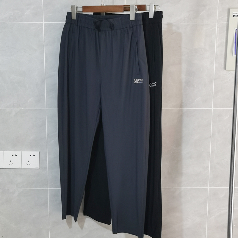 夏季中年冰丝男士薄款透气速干休闲弹力宽松运动裤长松紧裤跑步裤
