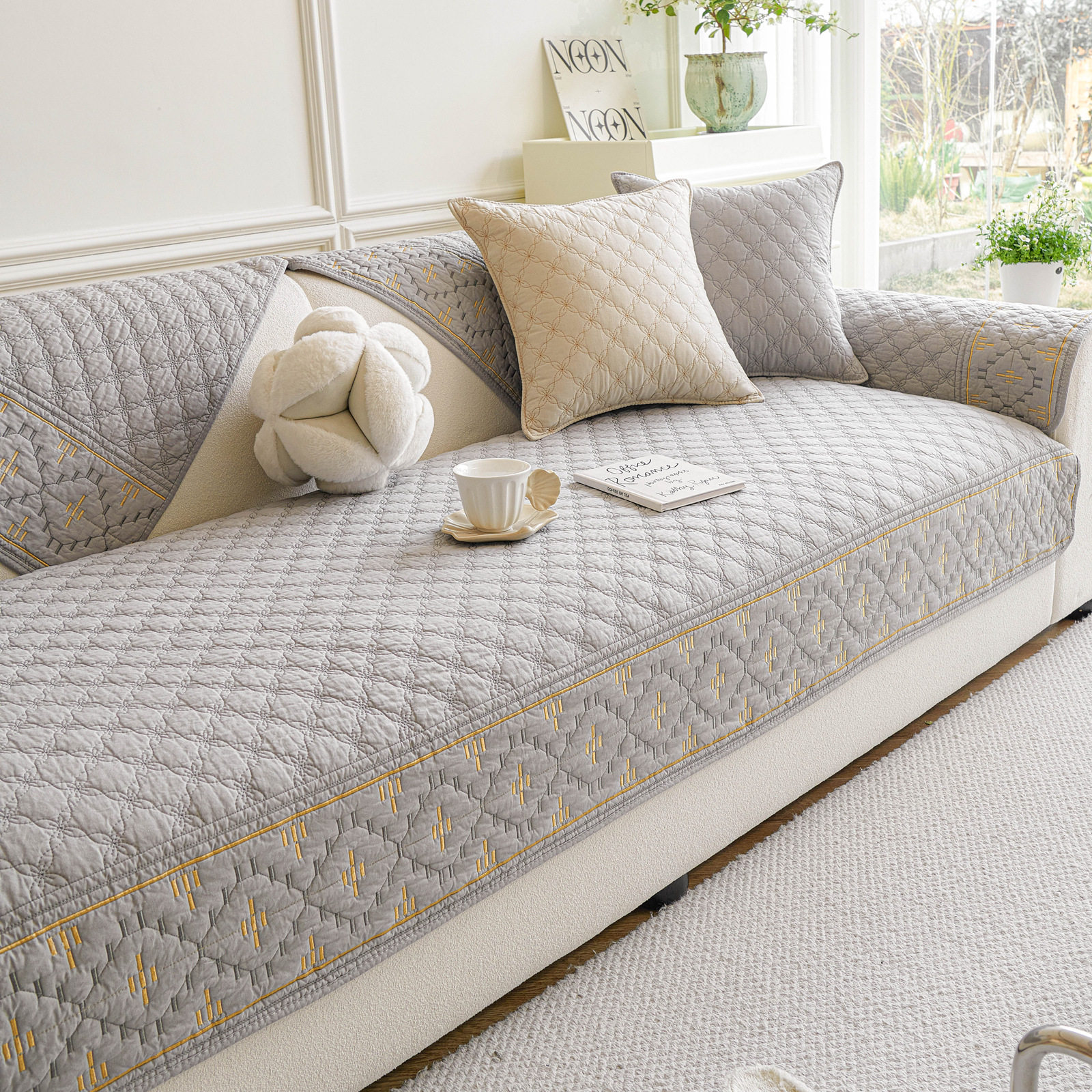 2025新款奶油风沙发垫四季通用全棉防滑直排沙发坐垫全棉沙发套罩,居家布艺,沙发垫,淘宝优惠券,粉丝福利购,淘宝优惠卷