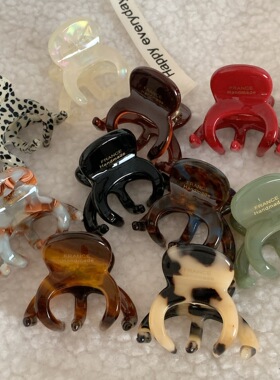 韩国ins复古红章鱼中号抓夹France金标级感巧克力加厚发抓发夹