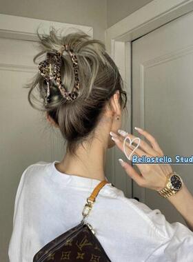 加厚复古豹纹醋酸云朵抓夹女大号后脑勺盘发鲨鱼夹子高级感头发夹