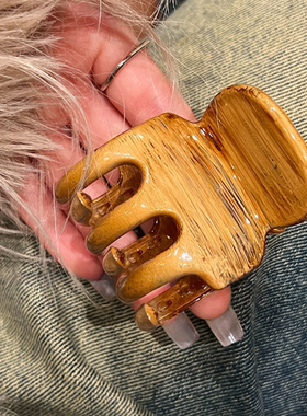 小众设计感油画原木色抓夹复古法式发抓盘发夹子高级感鲨鱼夹发饰