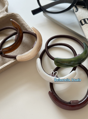 韩系简约金标发圈女新款高级感扎低马尾丸子头绳耐用通勤百搭头饰