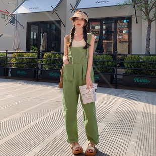 多巴胺绝美背带裤连体裤女2026春夏新款韩系小个子气质直筒连身裤