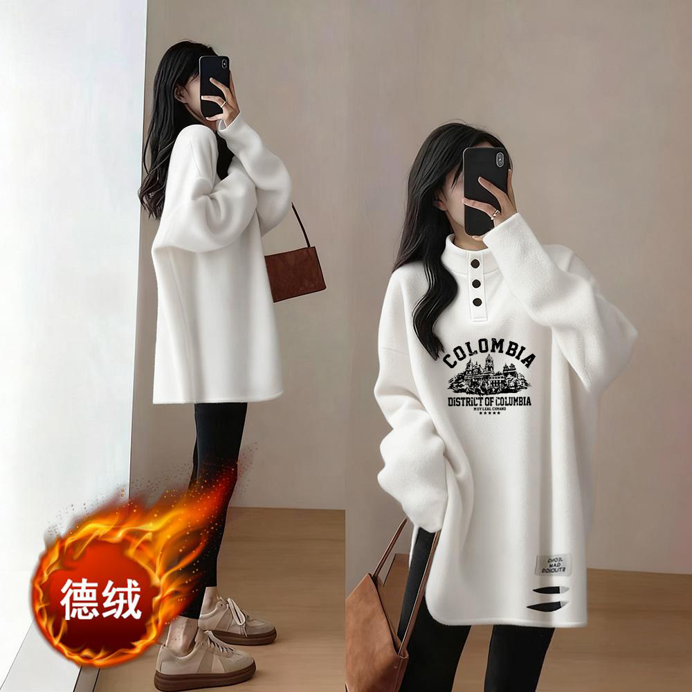 2025秋冬季大码女装中长款半高领长袖打底衫宽松显瘦T恤保暖上衣