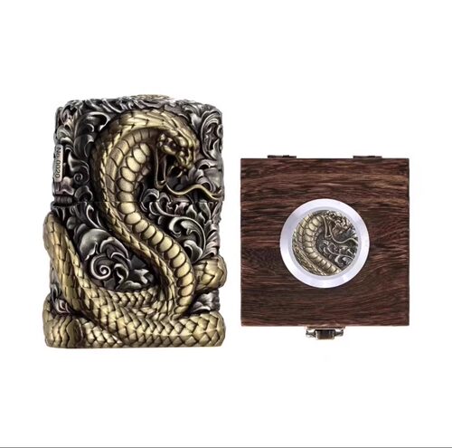 Zippo防风打火机腰缠万贯纯铜镶嵌蛇年霸气环绕限量正版重甲