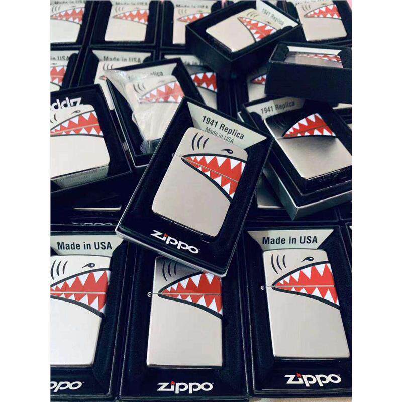 zippo正版打火机经典200 205 1941蚀刻填漆 鲨鱼嘴 X战警火人同款