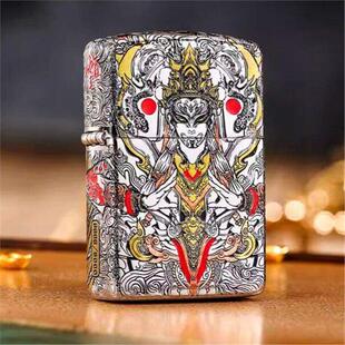 zippo打火机白鹤童子错金银盔甲防风煤油送男友生日礼物