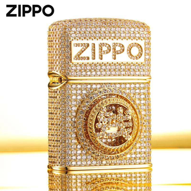 zippo打火机 满钻转钱防风送男友生日高档高颜值镶钻礼物