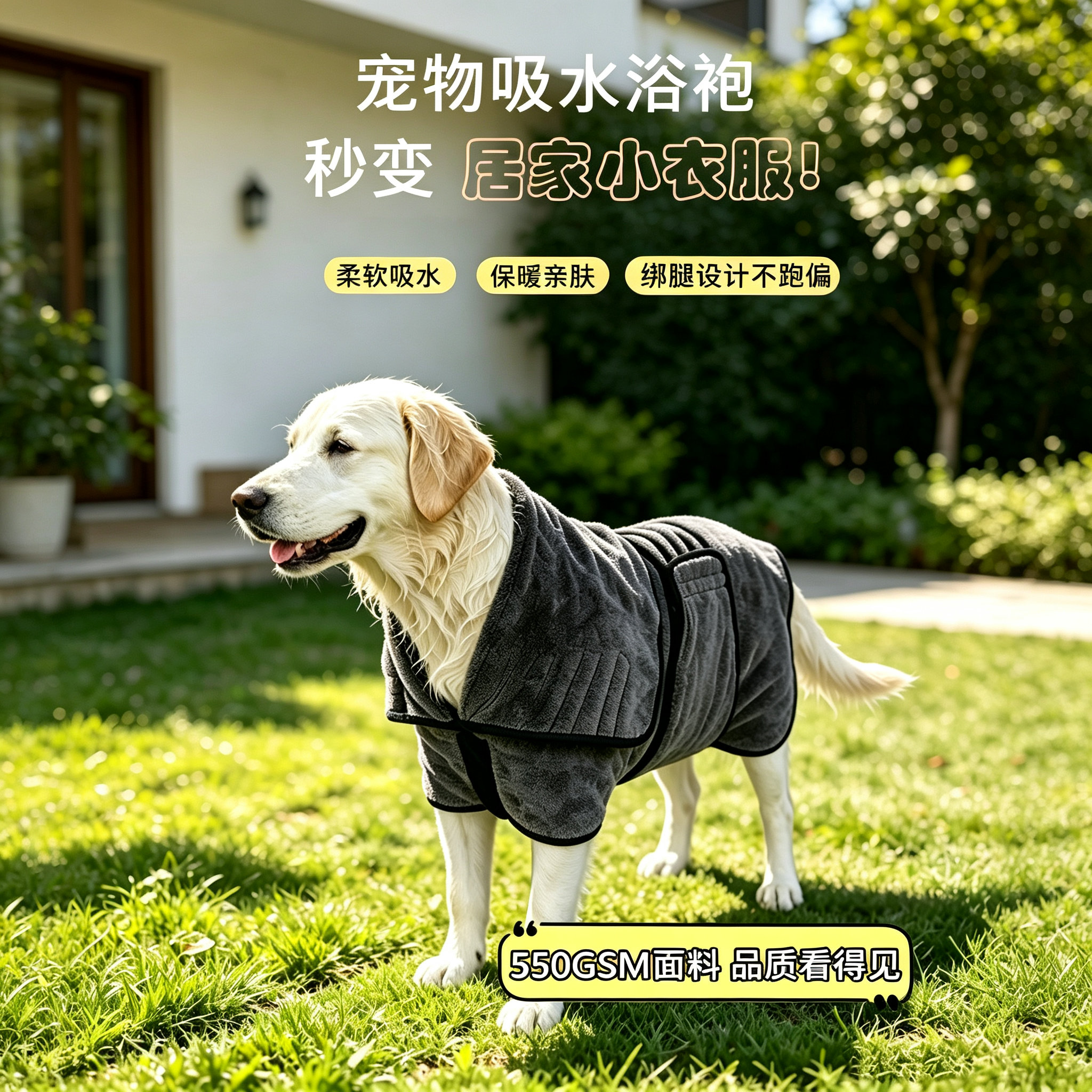 加厚宠物服装浴袍两用款