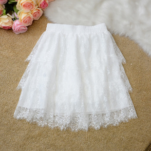 蕾丝层层蛋糕短裙女士A字蓬蓬裙2023春夏季 高腰防走光半身裙 新款