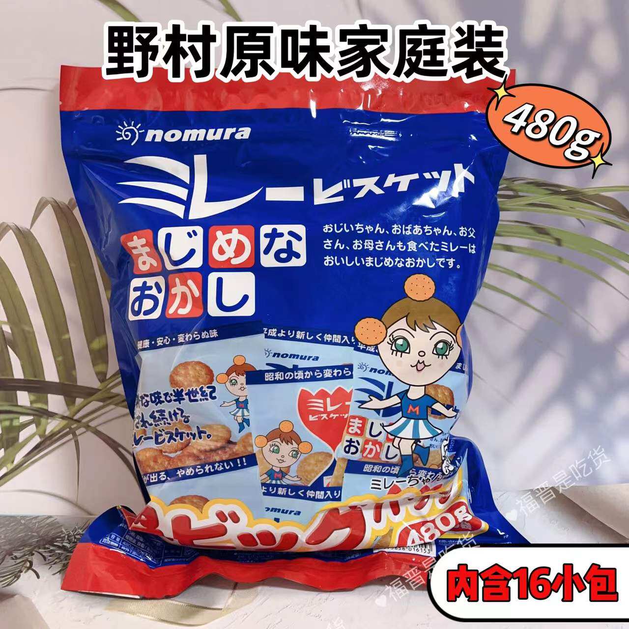 野村天日盐海盐味饼干原味家庭装