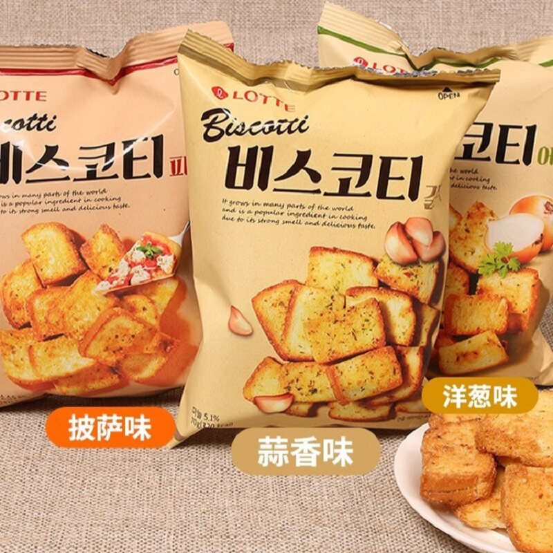 韩国乐天烤面包干蒜香洋葱披萨味