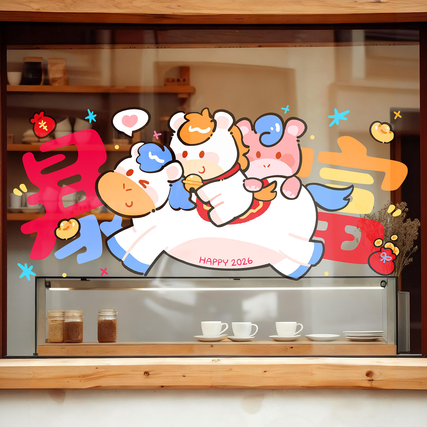 2026新款春节玻璃静电贴纸
