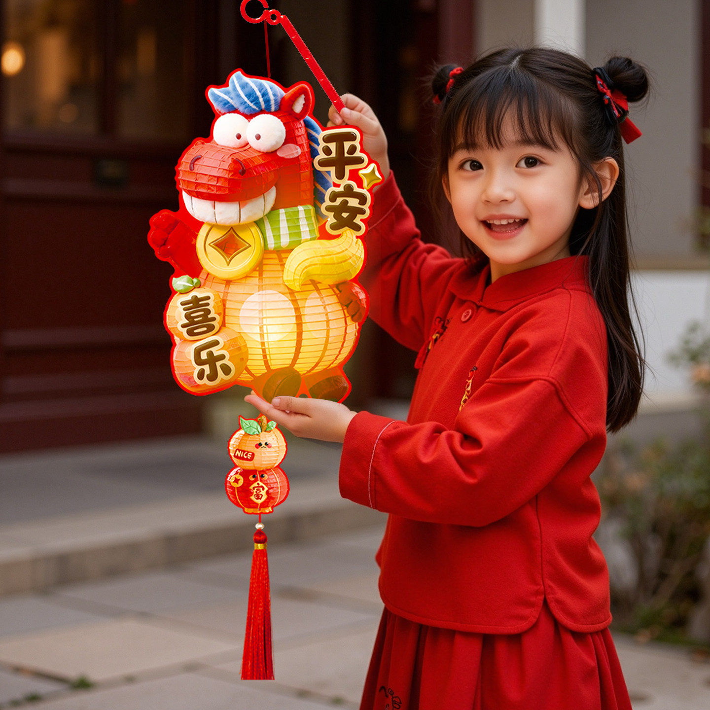 2026马年新年手提灯笼春节装饰品过年元宵送女生儿童卡通发光花灯