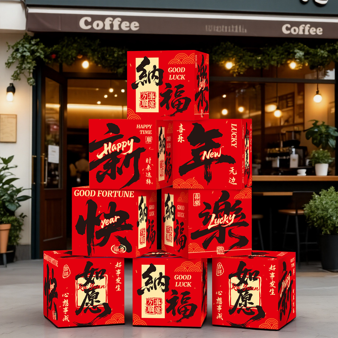 2026马年新年装饰氛围场景布置背景堆堆盒子堆头春节过年商场摆件,节庆用品/礼品,创意摆件,淘宝优惠券,粉丝福利购,淘宝优惠卷