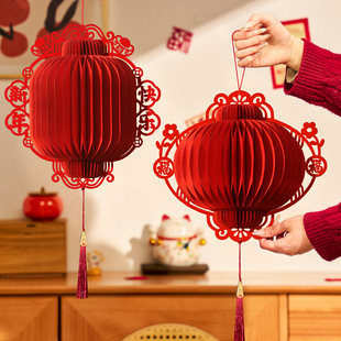 2026新款马年中式灯笼立体蜂窝宫灯装饰挂件过年喜庆春节布置用品
