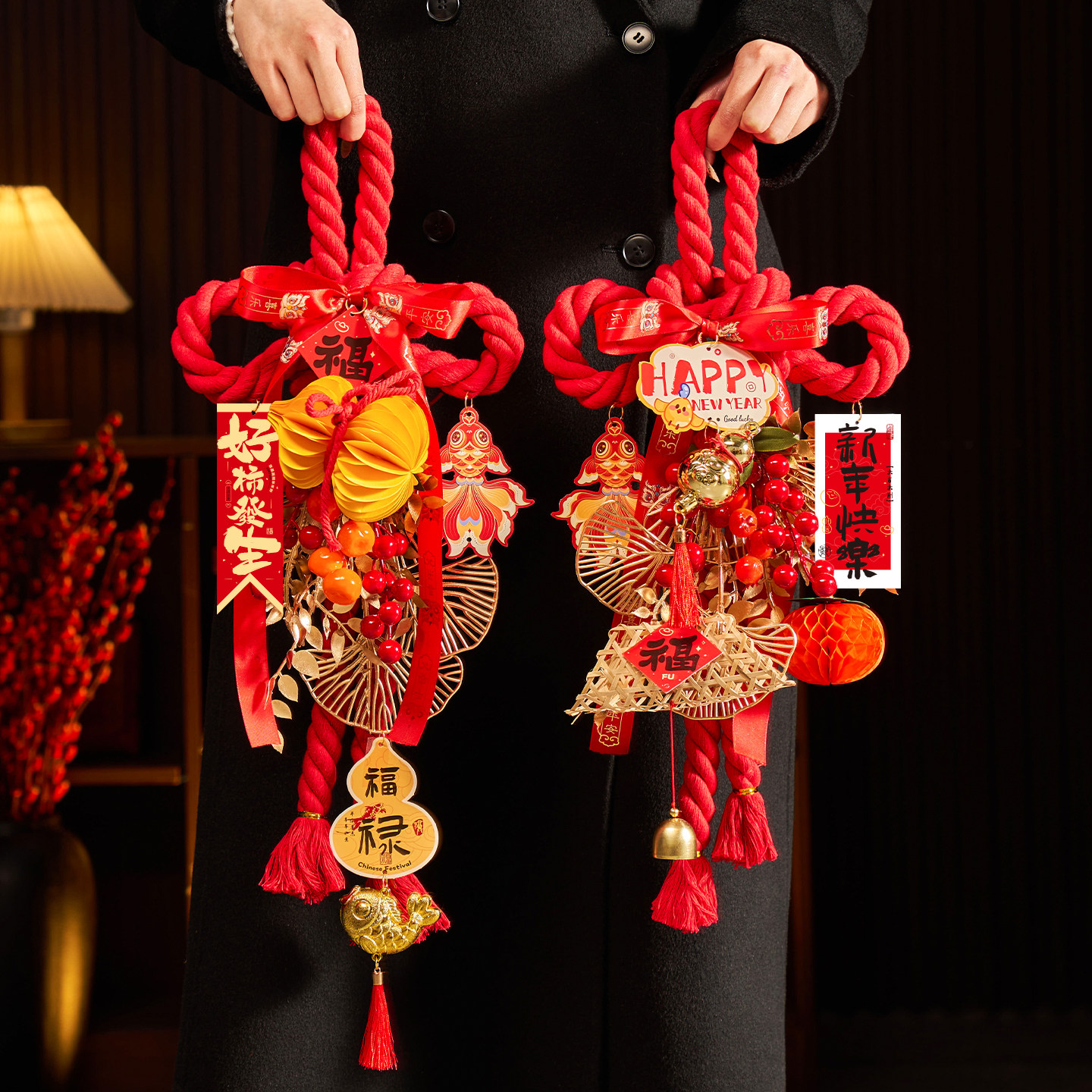 2026马年新款万字结门挂发财果挂件春节装饰品布置房间中国结挂饰,特色手工艺,中国结,淘宝优惠券,粉丝福利购,淘宝优惠卷