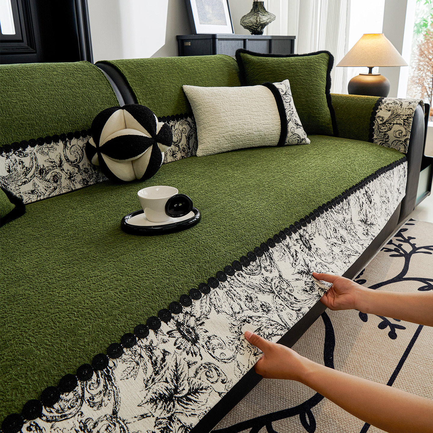 覆古风雪尼尔沙发垫子四季通用2025年新款防滑直排氛围感坐垫盖布,居家布艺,沙发垫,淘宝优惠券,粉丝福利购,淘宝优惠卷