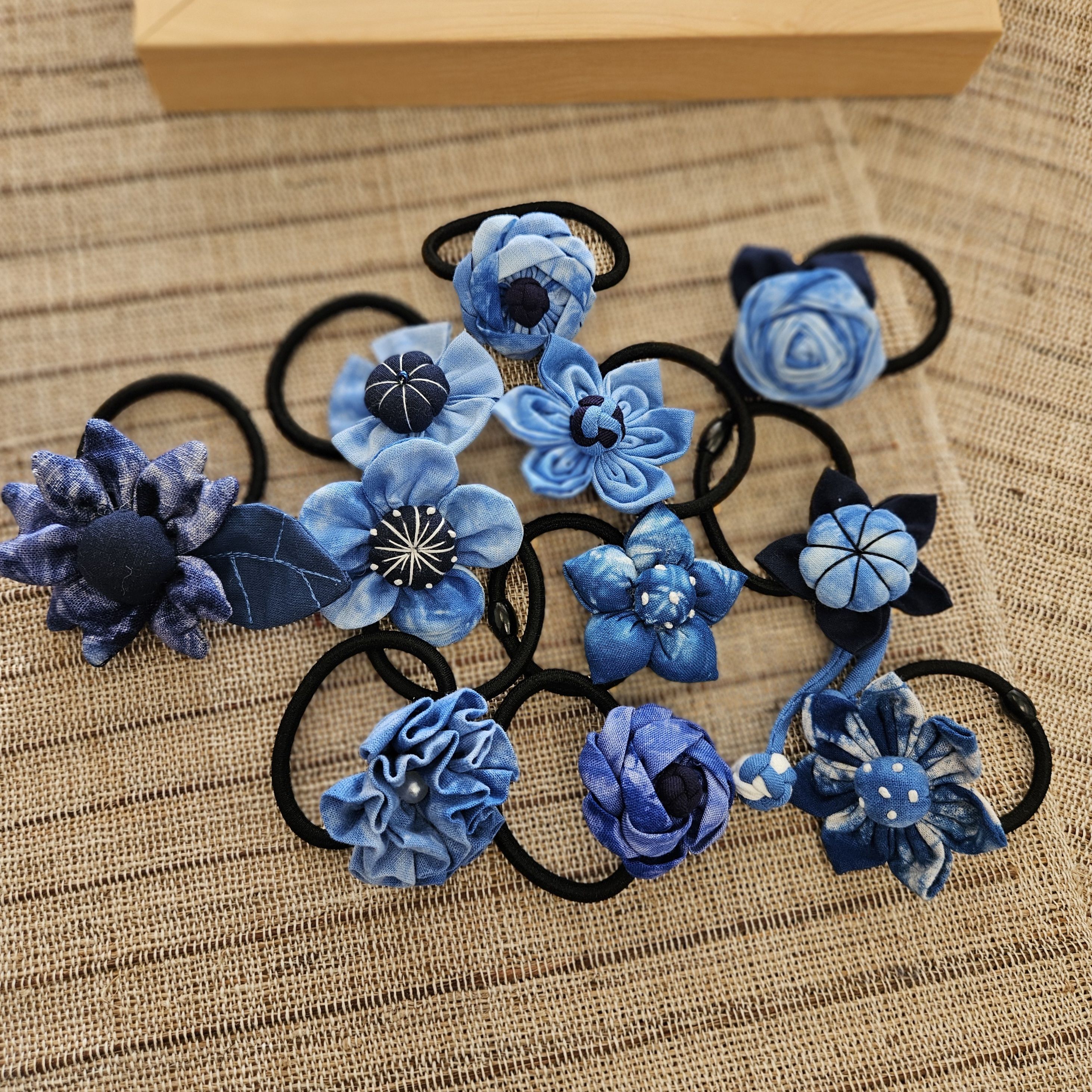 云艺阳光 手作扎染草木蓝染纯棉发圈发绳头绳扎头发皮筋头饰发饰