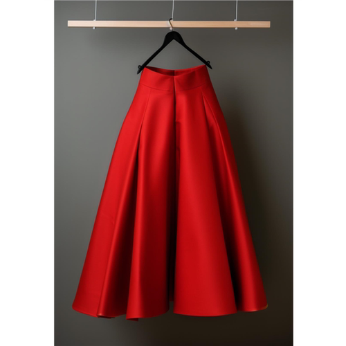 多巴胺超好看红色a字百褶半身裙