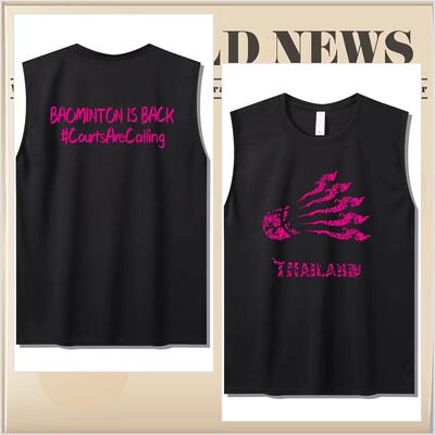 YYDSS版泰国公开赛羽毛球服文化衫粉色男速干坎肩背心无袖T恤定制