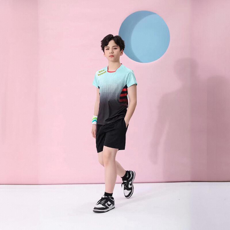YYDSS版夏季男女童羽毛球衣服 体育生速干短袖运动套装比赛训练裙