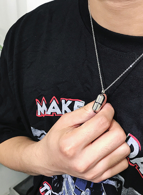 胶囊药丸随身香水瓶钛钢情侣项链