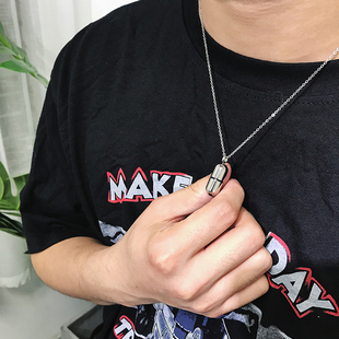 可以装东西的胶囊药丸项链 创意随身香水瓶钛钢项链情侣男女礼物