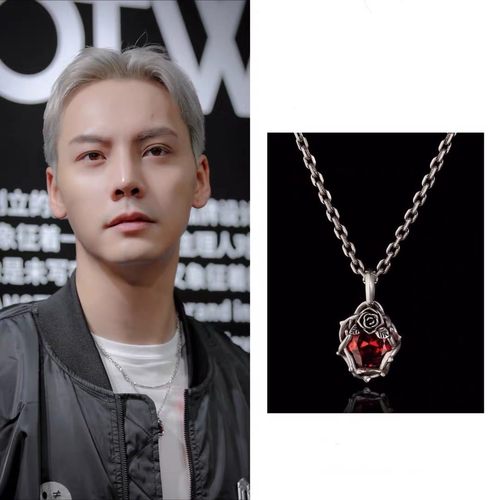 陈伟霆钛钢荆棘玫瑰宝石潮人项链
