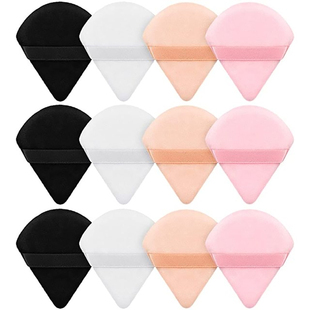 2/12Pcs Triangle Velvet Powder Puff Make Up Sponges for