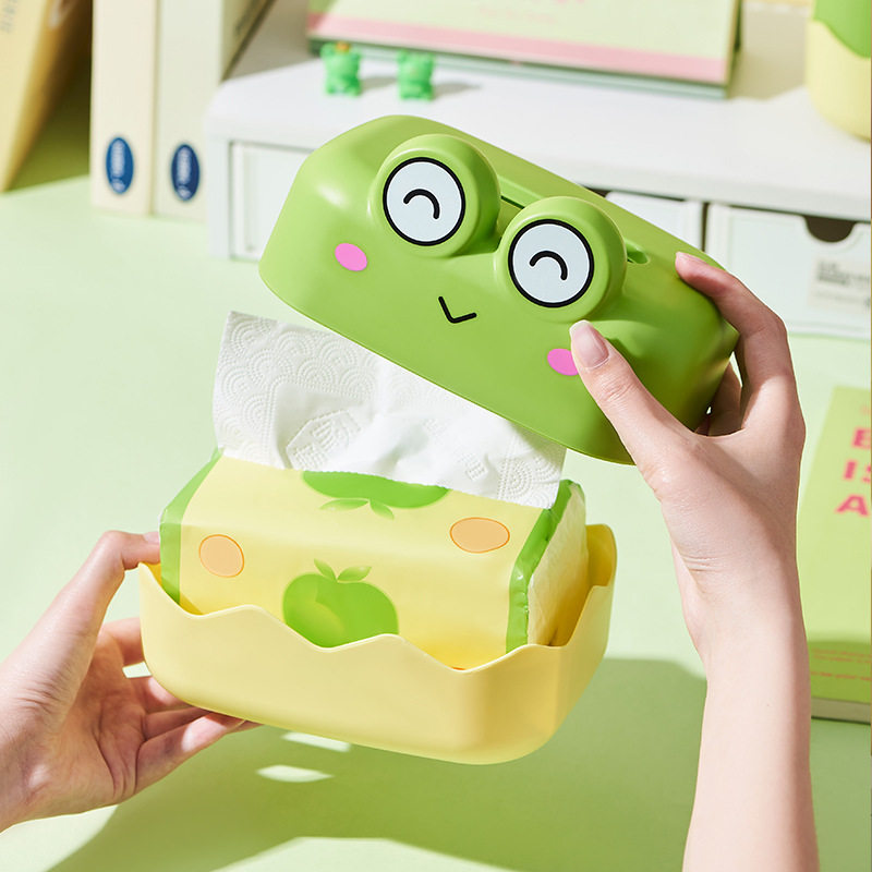 卡通创意青蛙纸巾盒客厅家用弹簧纸抽盒餐桌茶几餐巾纸盒子抽纸盒