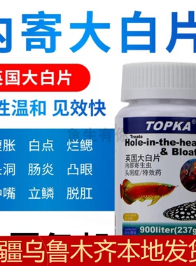 英国大白片水族观赏鱼药热带鱼杀虫头洞蒙眼凸眼肠炎内寄白点包邮