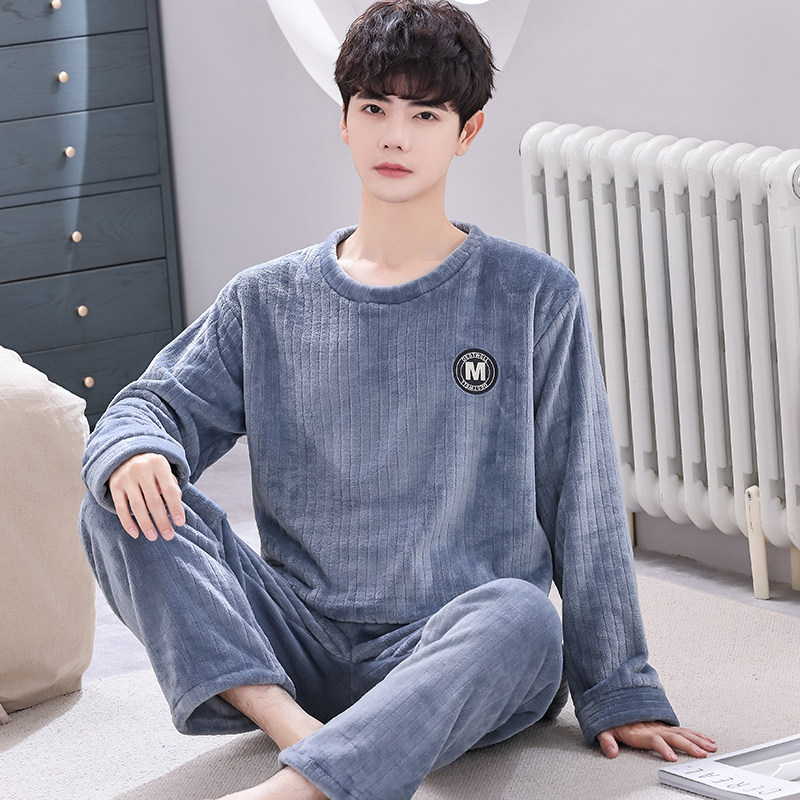2025新款珊瑚绒男款睡衣秋冬睡衣/家居服套装