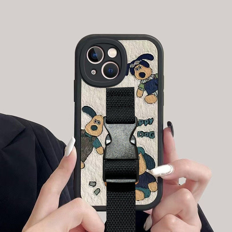 掌门狗适用苹果17 16 15 14Pro Max手机壳腕带拉布布iPhone13支架华为mate60 70 pura70小米15皮纹定制型号,3C数码配件,手机保护套/壳,淘宝优惠券,粉丝福利购,淘宝优惠卷