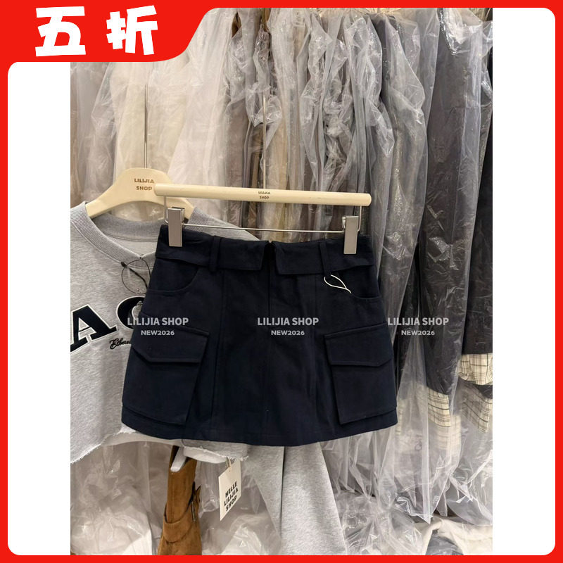 Miss家 2026秋季新款韩版时尚百搭显瘦高腰A字半身裙女工装短裙