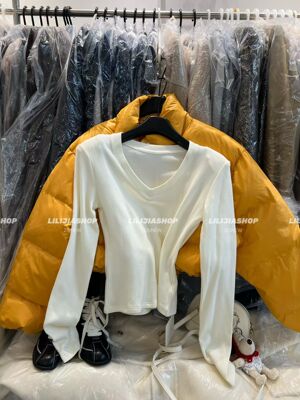 Miss家 2025秋冬新款韩版时尚百搭修身显瘦V领长袖打底衫T恤女