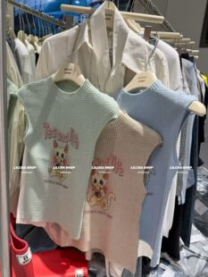 百搭显瘦卡通印花无袖 Miss家 时尚 韩版 针织背心女上衣 2026新款