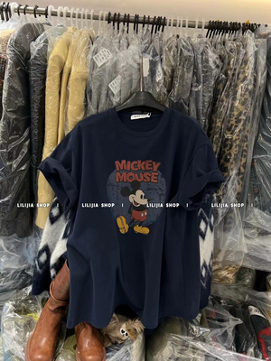 Miss家 2025春夏新款卡通米奇印花短袖t恤女薄款宽松百搭上衣