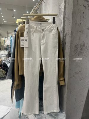 Miss家 2026春新款韩版时尚百搭显瘦高腰白色牛仔微喇裤女休闲裤