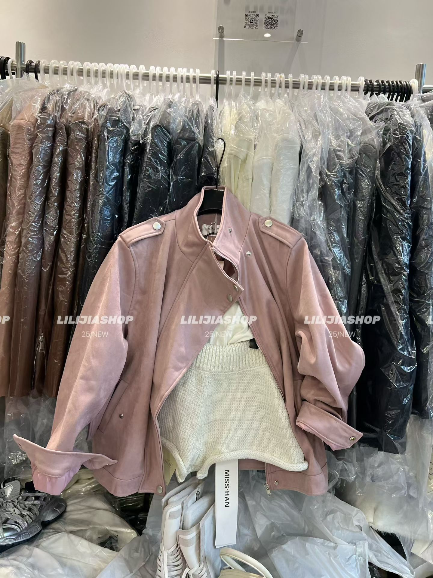 Miss家 2025秋新款韩版时尚百搭显瘦设计感立领宽松皮衣夹克外套