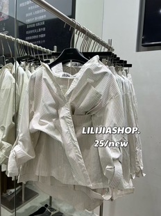 2025秋季 韩版 Miss家 新款 短裙两件套女 时尚 百搭显瘦条纹衬衫