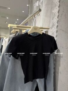 Miss家 2026新款韩版气质显瘦百搭宽松圆领短袖T恤女修身短款上衣