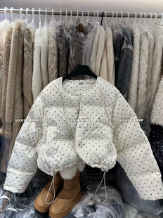 女小个子宽松短款 波点充绒外套服装 百搭面包服 2025冬新款 Miss家