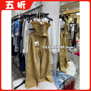 【五折】2025夏季新款韩版时尚简约百搭宽松显瘦格子背心抹胸套装